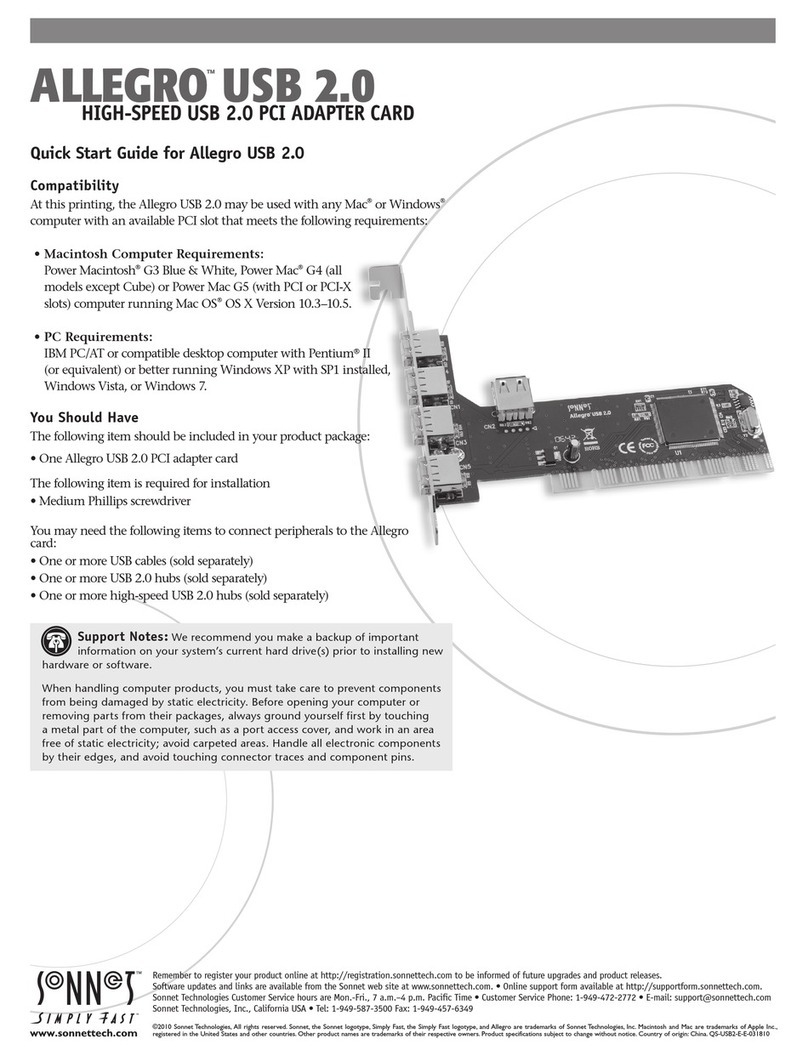 Sonnet ALLEGRO USB 2.0 User manual