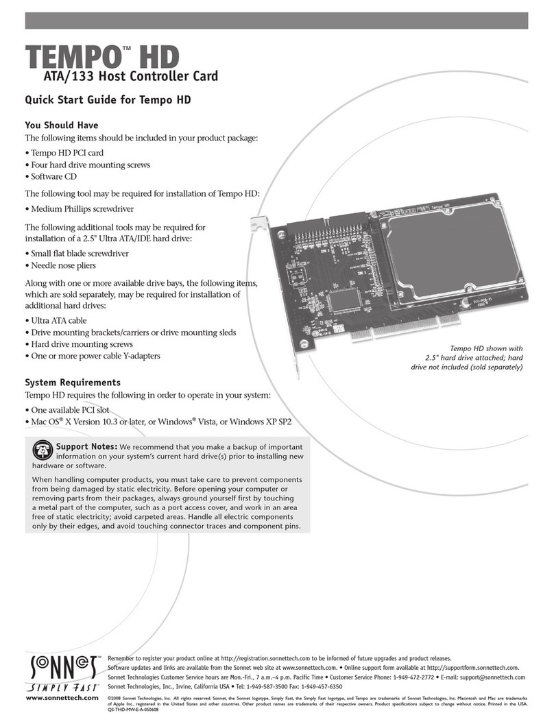 Sonnet TEMPO HD quick start guide