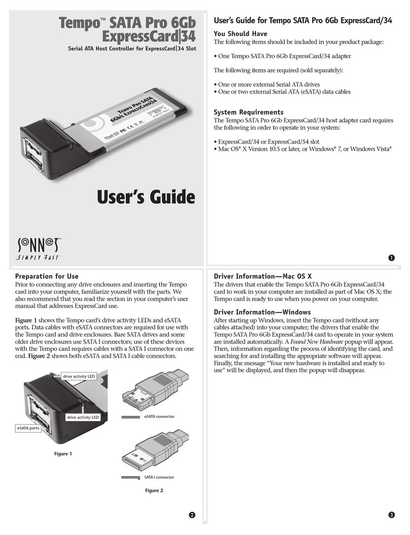 Sonnet Tempo SATA Pro 6Gb ExpressCard/34 User manual