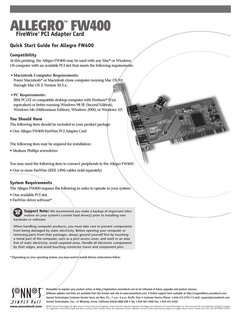 Sonnet ALLEGRO FW400 quick start guide
