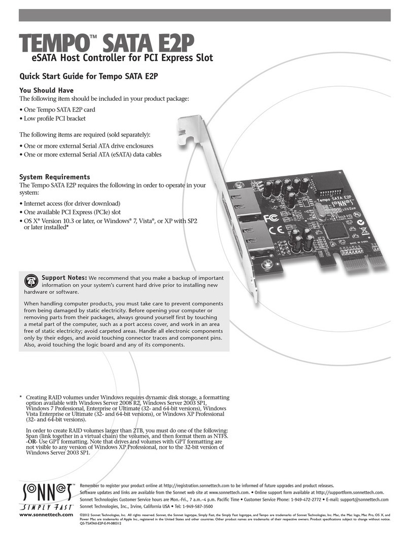 Sonnet TEMPO SATA E2P quick start guide