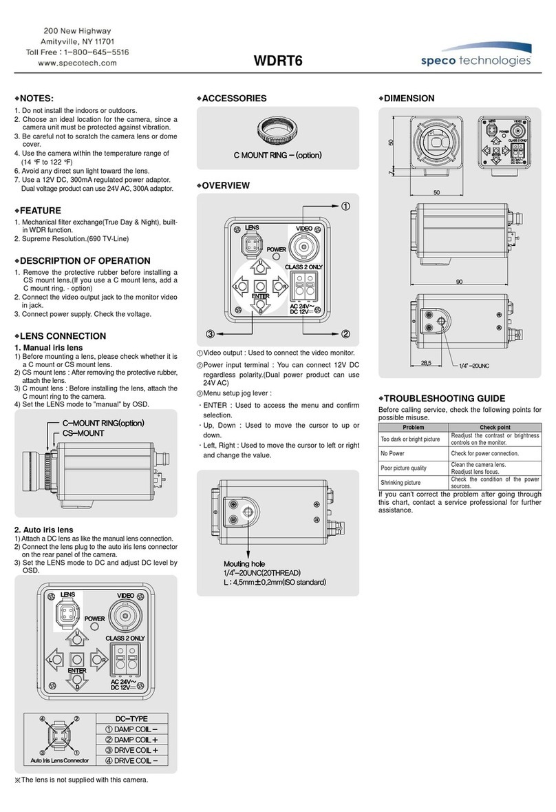 Speco WDRT6 Specification sheet
