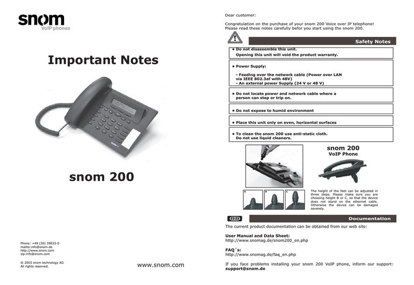 Snom 200 Quick start guide