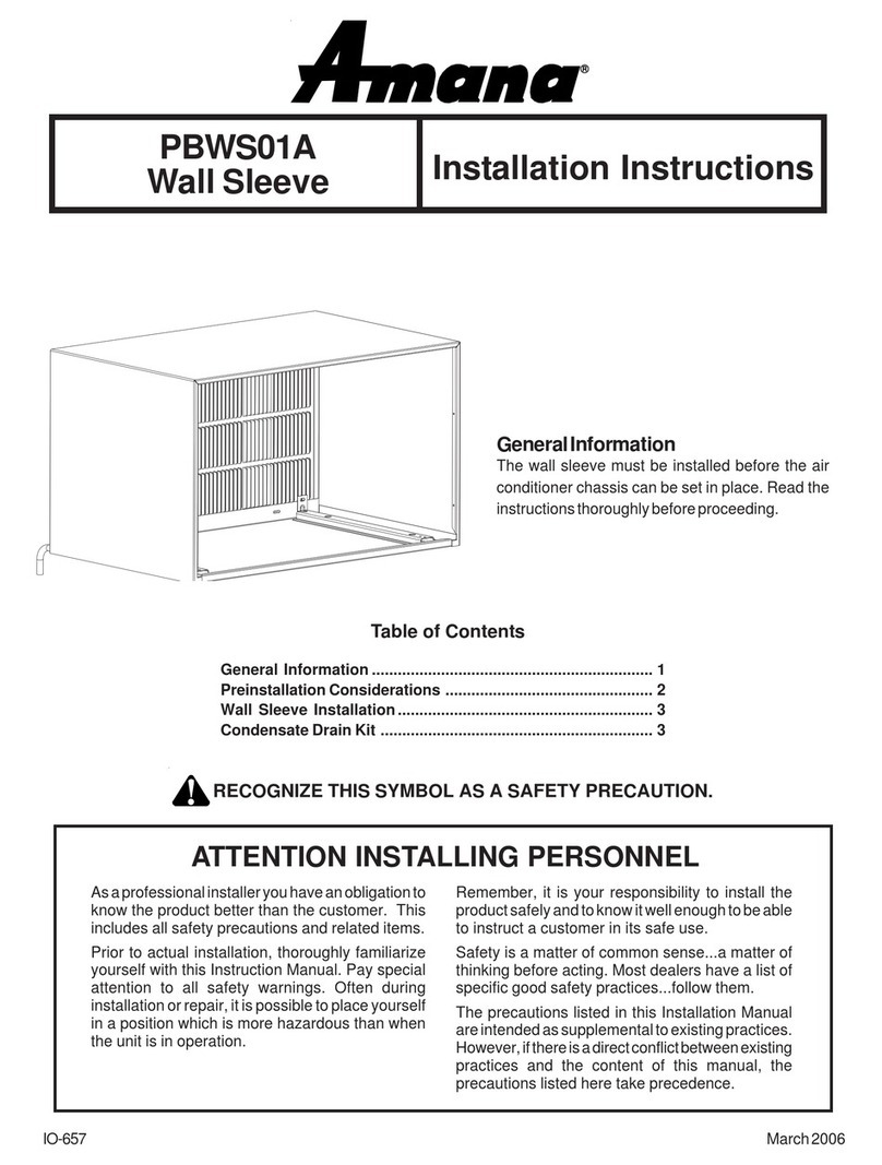Amana PBWS01A installation instructions