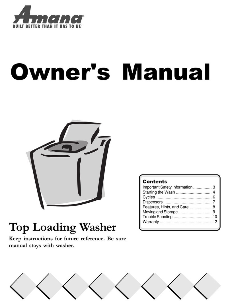 Amana Top Loading Washer User manual Amana Top Loading Washer User manual