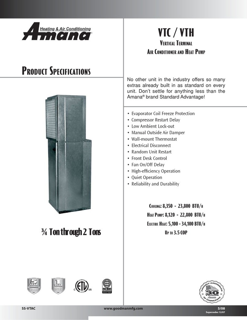 Amana VTC Series Installation instructions