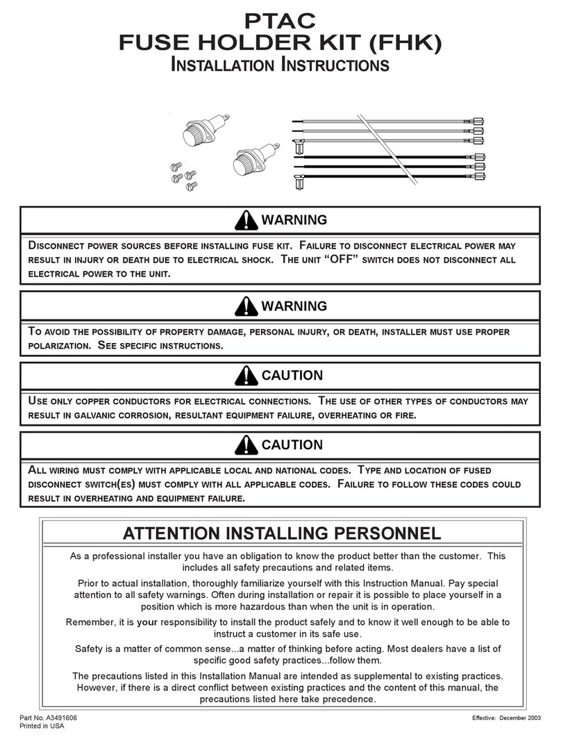 Amana PTAC FUSE HOLDER KIT (FHK) installation instructions