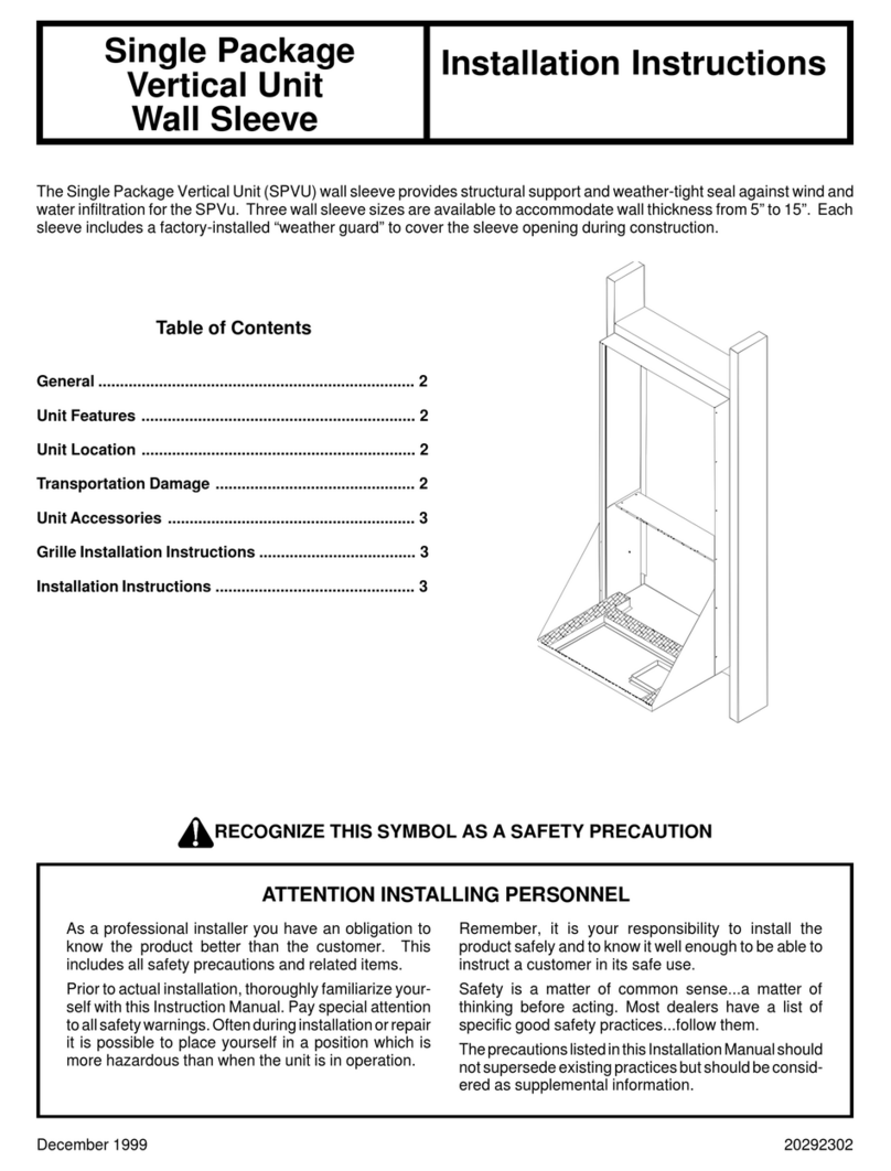 Amana Single Package Vertical Unit Wall Sleeve User manual