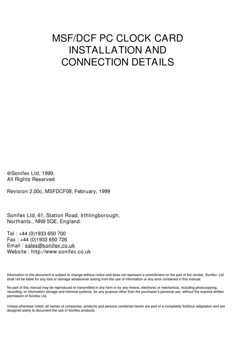 Sonifex MSF/DCF PC CLOCK CARD Installation and connection details