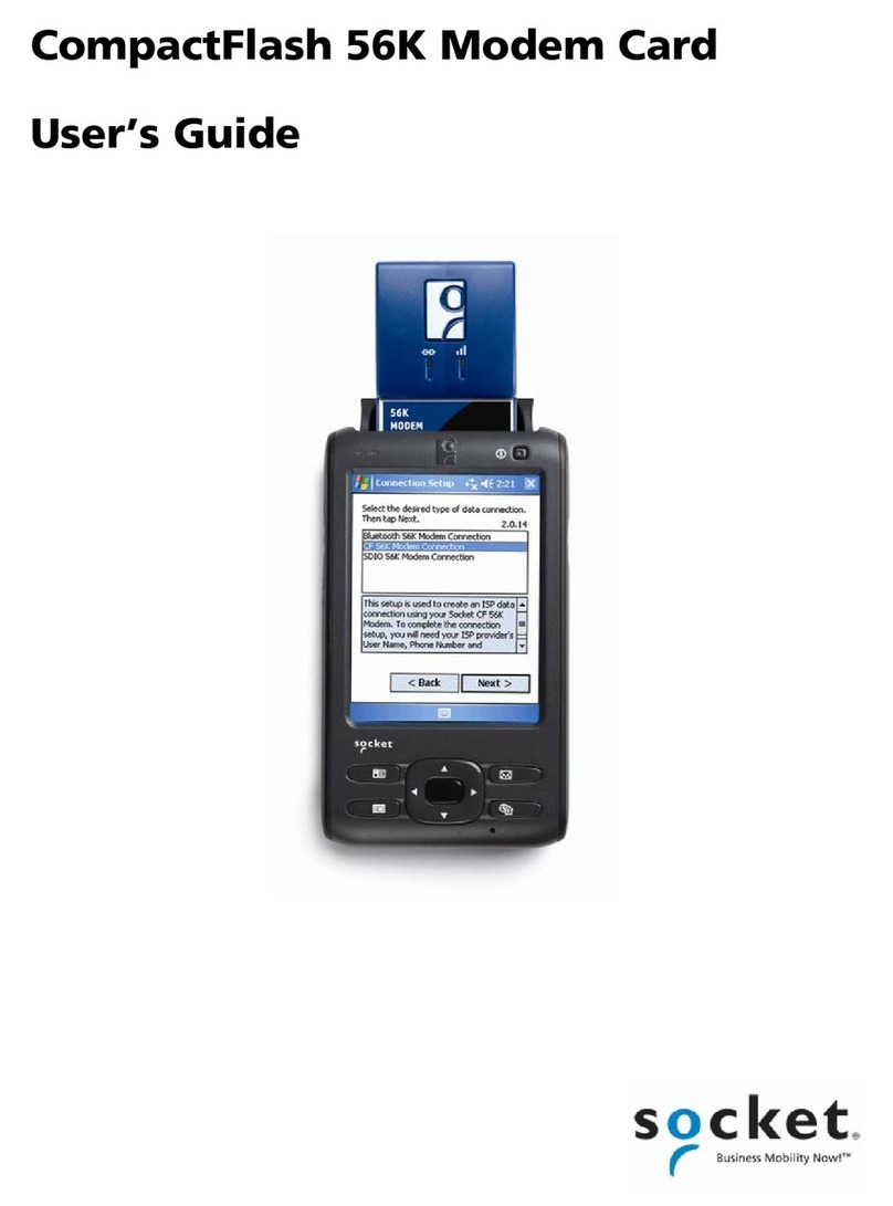 Socket CompactFlash 56K Modem Card user guide Socket CompactFlash 56K Modem Card user guide