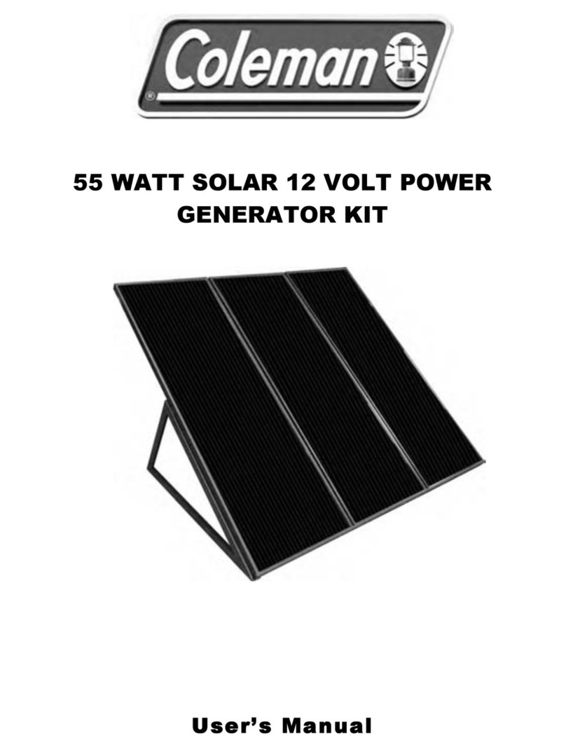 Coleman 55 WATT SOLAR 12 VOLT POWER GENERATOR KIT user manual Coleman 55 WATT SOLAR 12 VOLT POWER GENERATOR KIT user manual