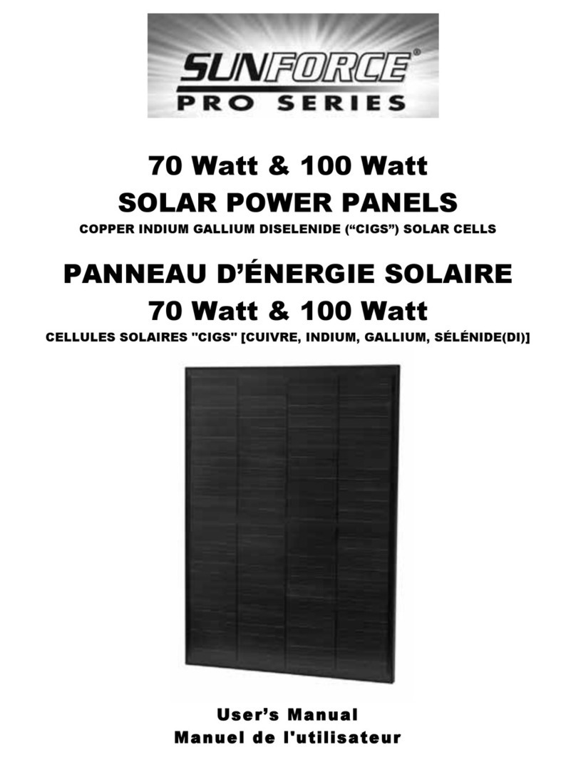 Sunforce PRO SERIES 70 Watt SOLAR POWER PANELS User manual