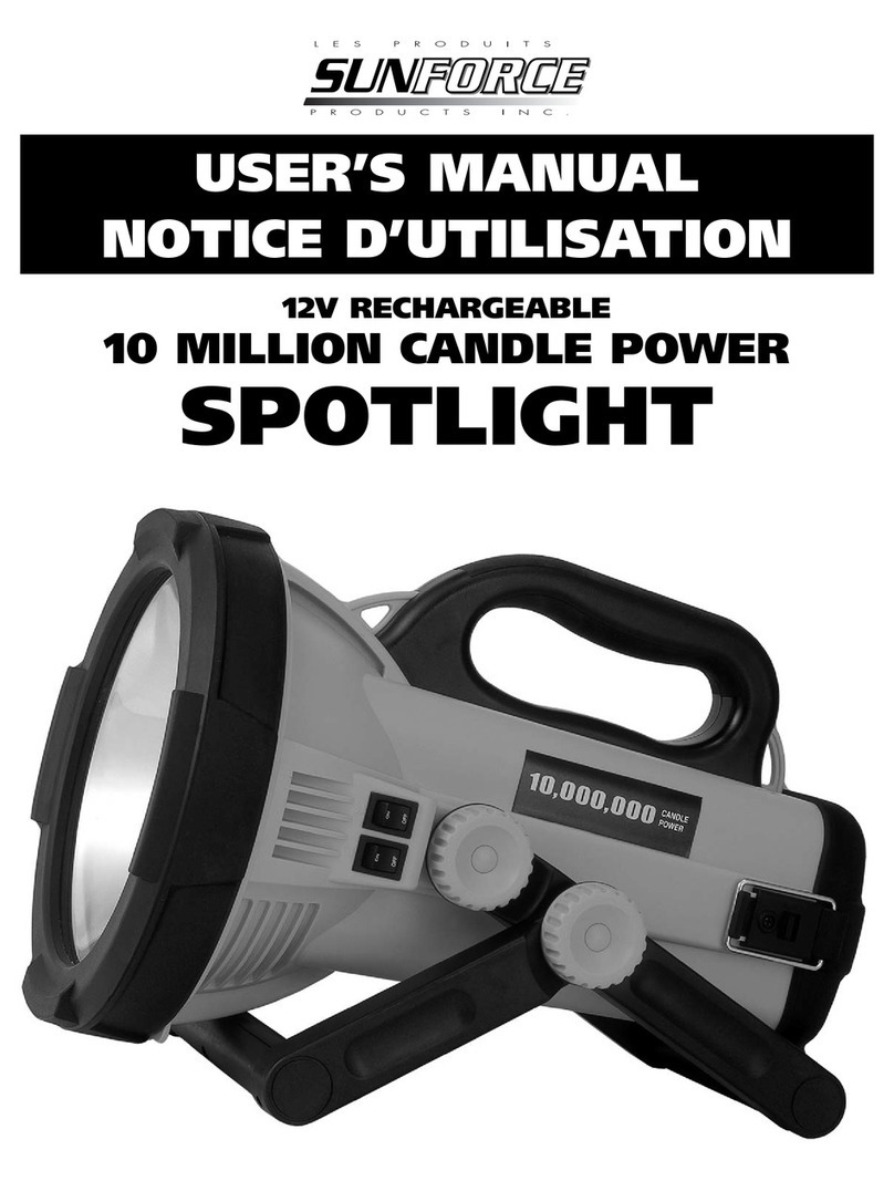 Sunforce 12V RECHARGEABLE 10 MILLION CANDLE POWER... user manual Sunforce 12V RECHARGEABLE 10 MILLION CANDLE POWER... user manual