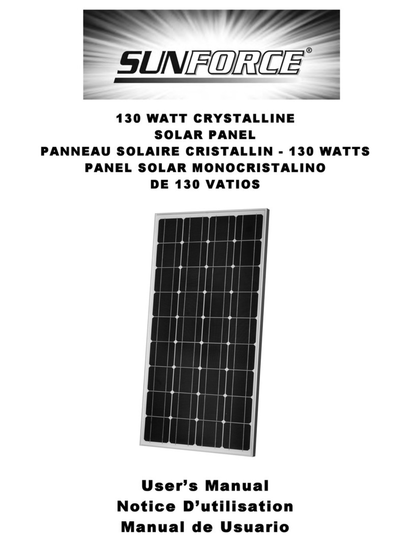 Sunforce 130 WATT CRYSTALLINE SOLAR PANEL user manual