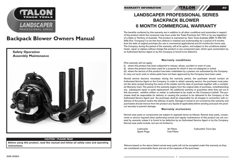 Talon Tools Backpack Blower owner's manual