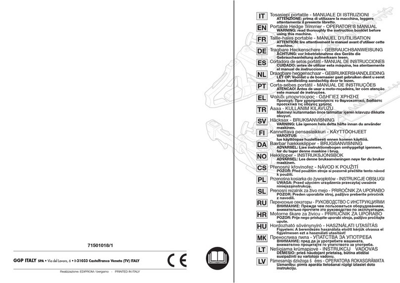 GGP ITALY SPA Portable Hedge Trimmer Operator's manual