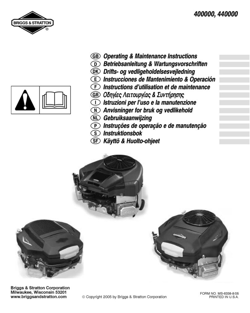 Briggs & Stratton 400000 Professional Series Installation and operation manual