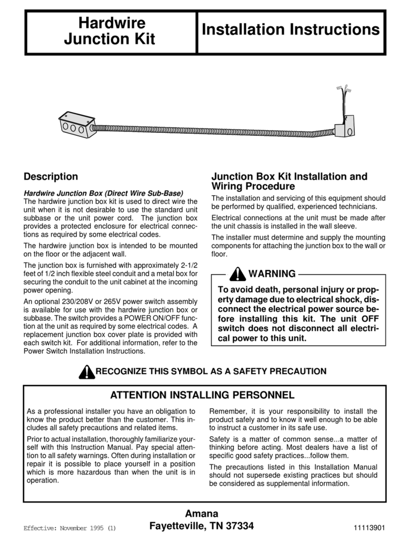 Amana Hardwire Junction Kit User manual