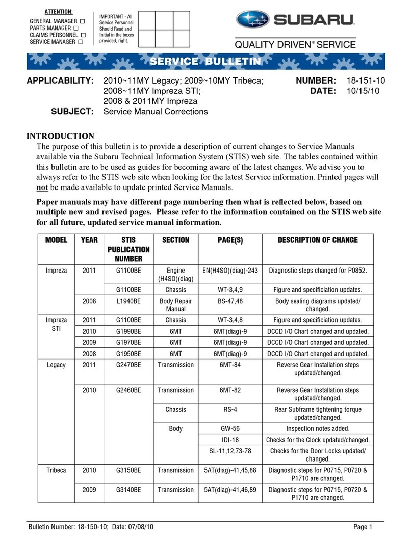 Subaru 2010 Legacy Reference manual