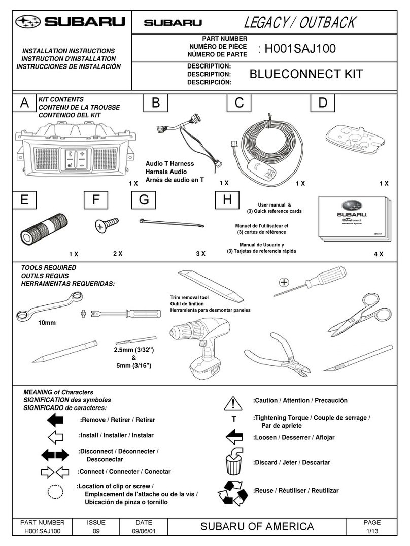 Subaru H001SAJ100 installation instructions Subaru H001SAJ100 installation instructions