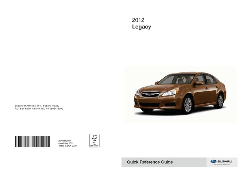 Subaru LEGACY Quick reference guide