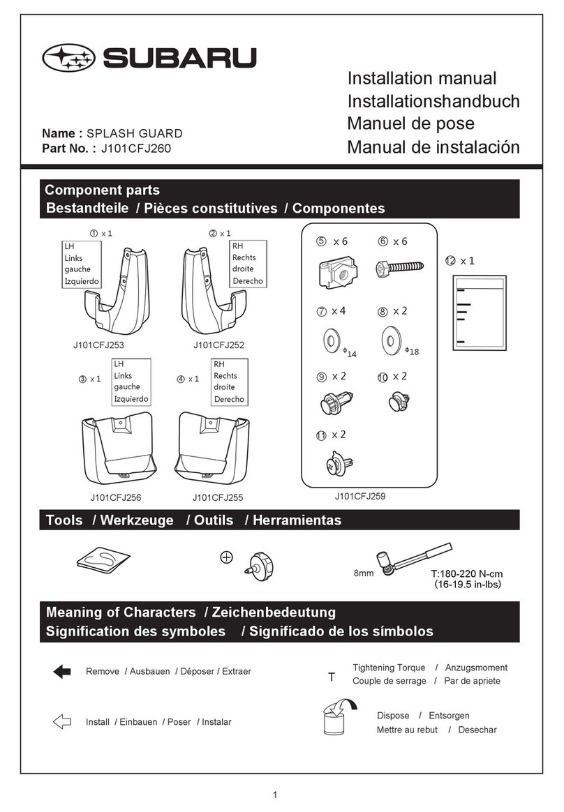 Subaru SPLASH GUARD installation manual