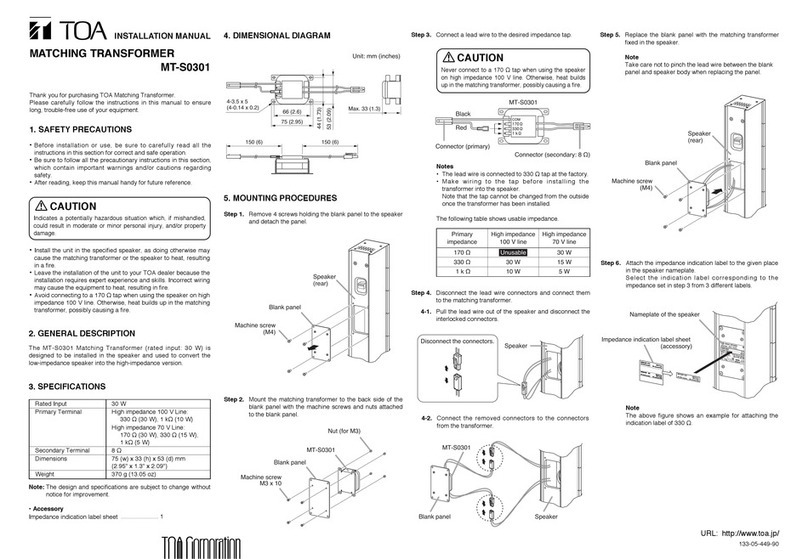 Toa MT-S0301 installation manual Toa MT-S0301 installation manual