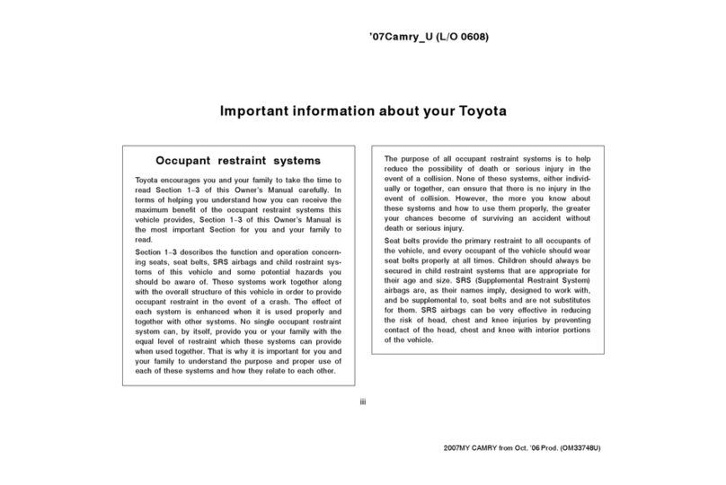 Toyota CAMRY 2007 Important information