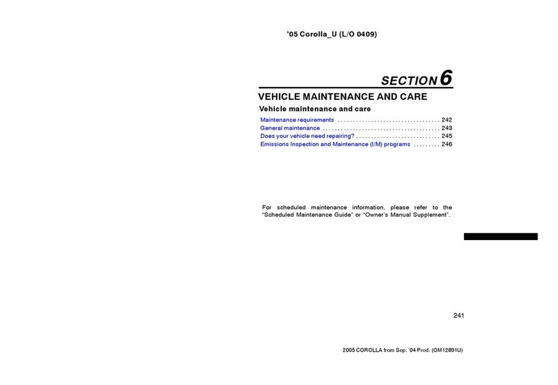 Toyota Corolla 2005 Maintenance and care