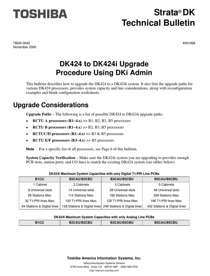 Toshiba Strata DK Backup Technical bulletin Toshiba Strata DK Backup Technical bulletin
