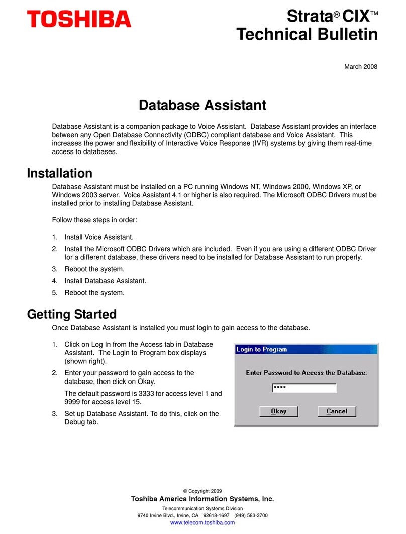 Toshiba Strata CIX Database Assistant Technical bulletin