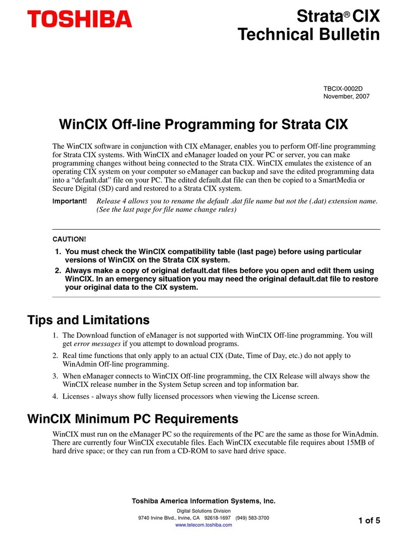 Toshiba Strata CIX WinCIX Service manual