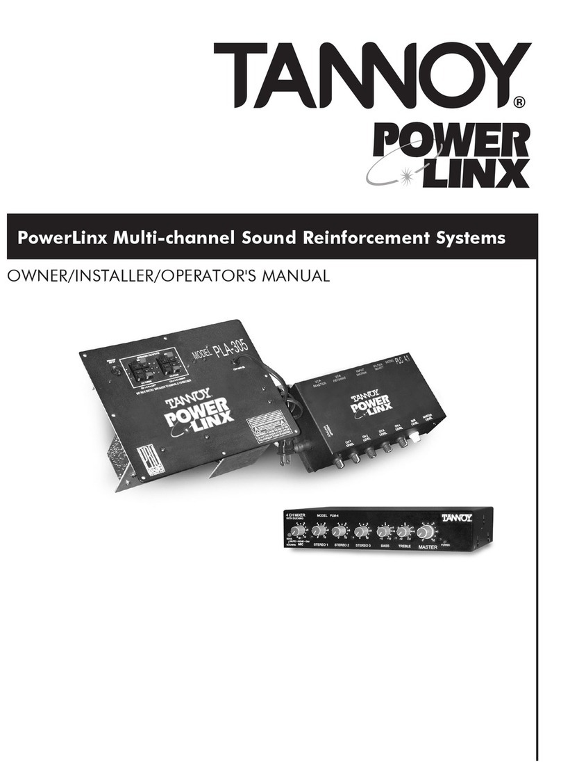 Tannoy PowerLinx Multi-channel Sound Reinforcement... Owner/installer/operator's manual Tannoy PowerLinx Multi-channel Sound Reinforcement... Owner/installer/operator's manual