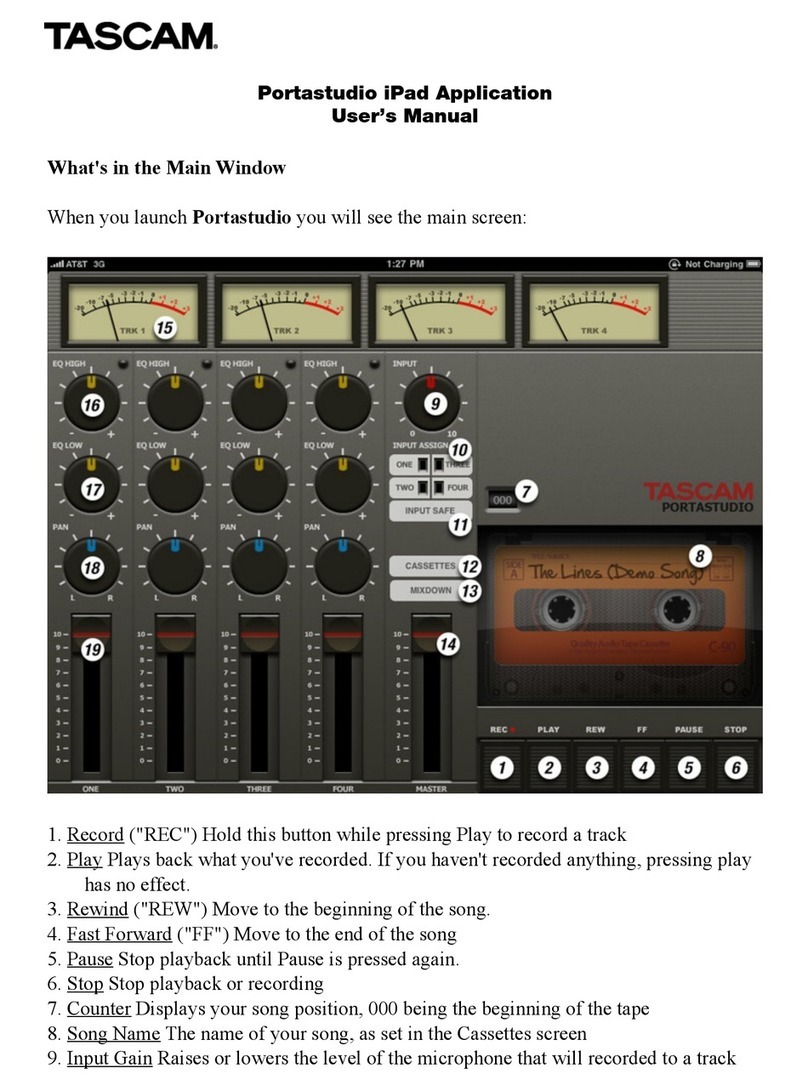 Tascam Portastudio iPad Application user manual