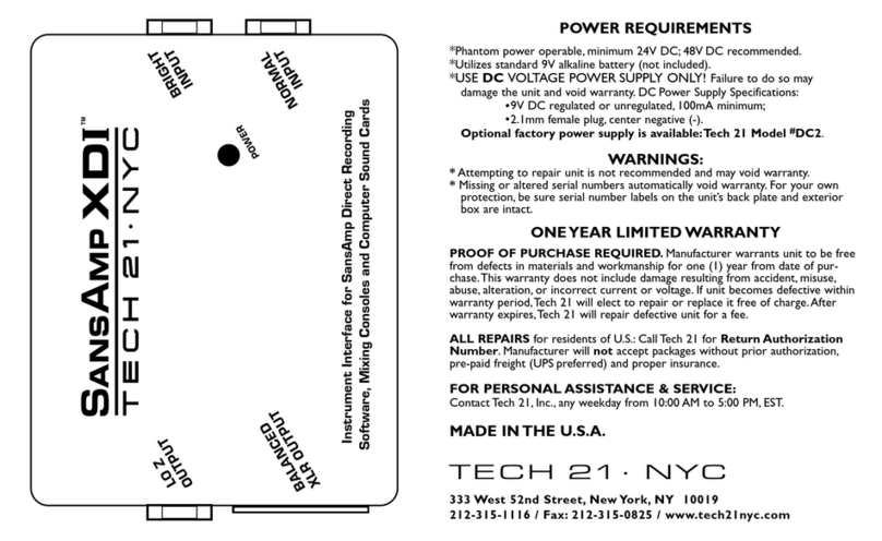 tech21 SansAmp XDI manual
