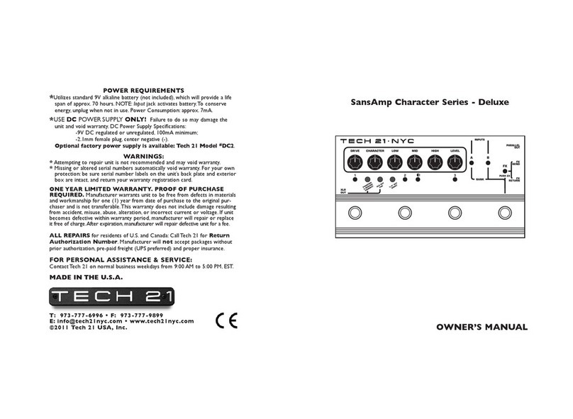 tech21 SansAmp Character Deluxe User manual