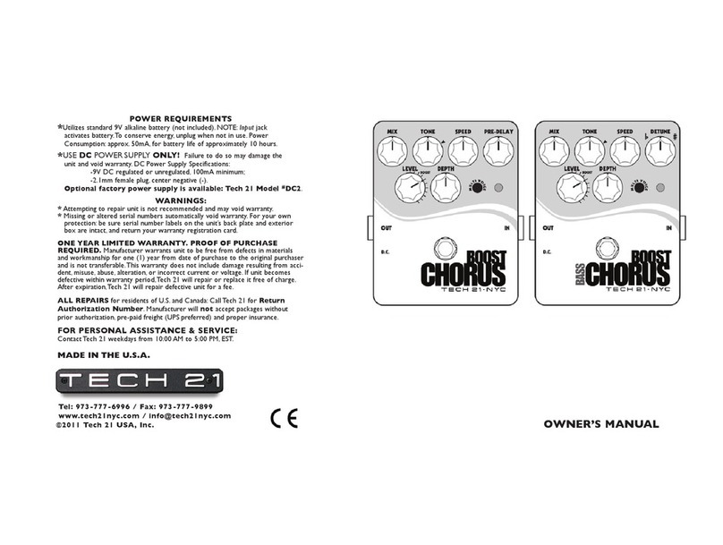 tech21 BOOST CHORUS owner's manual