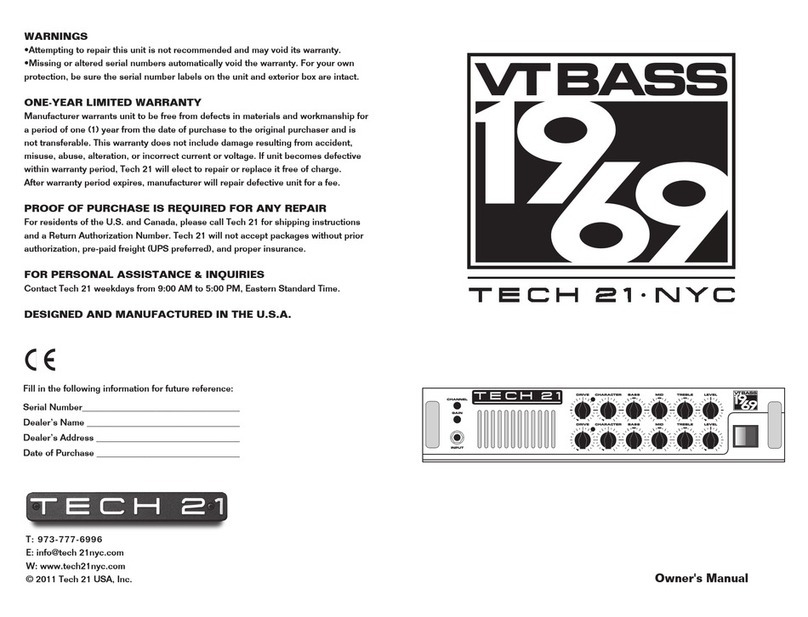 tech21 VT BASS 1969 User manual