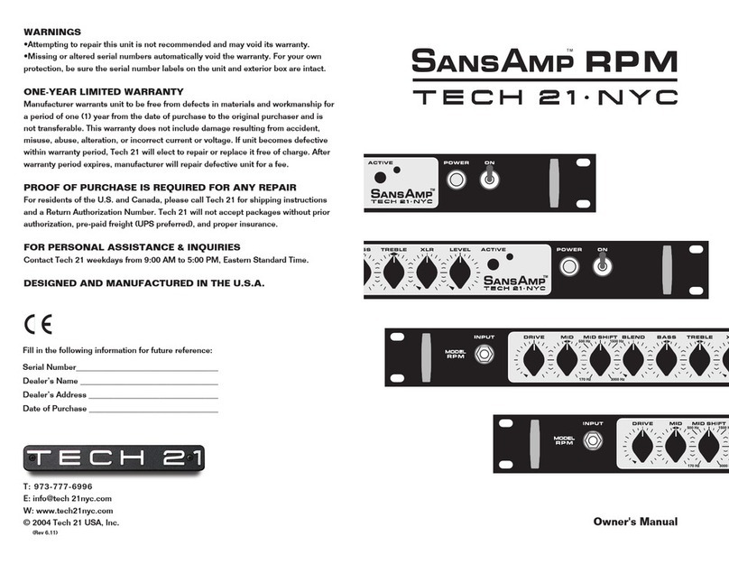 tech21 SansAmp RPM owner's manual