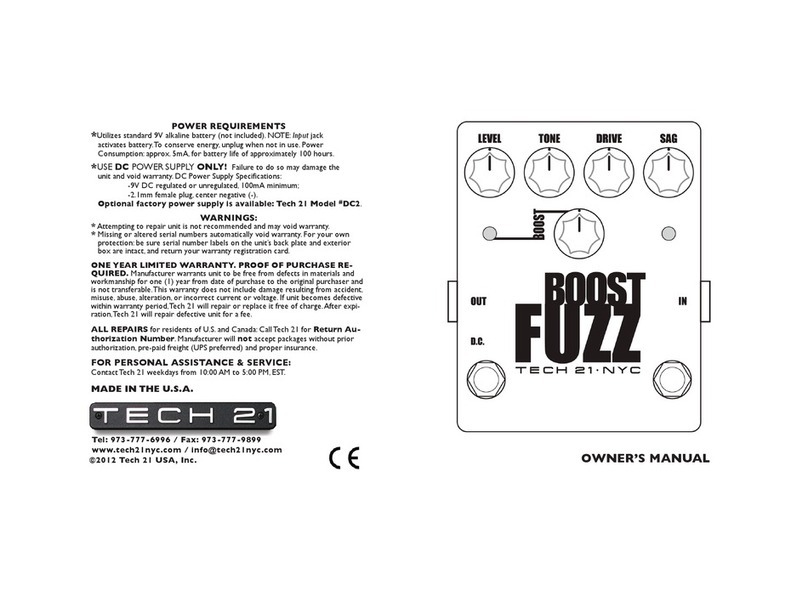tech21 BOOST FUZZ owner's manual