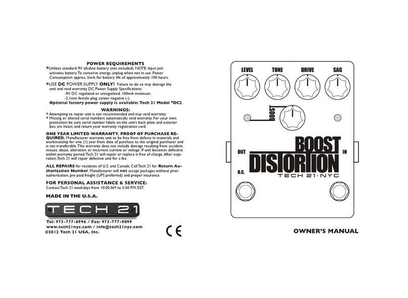 tech21 BOOST DISTORTION owner's manual