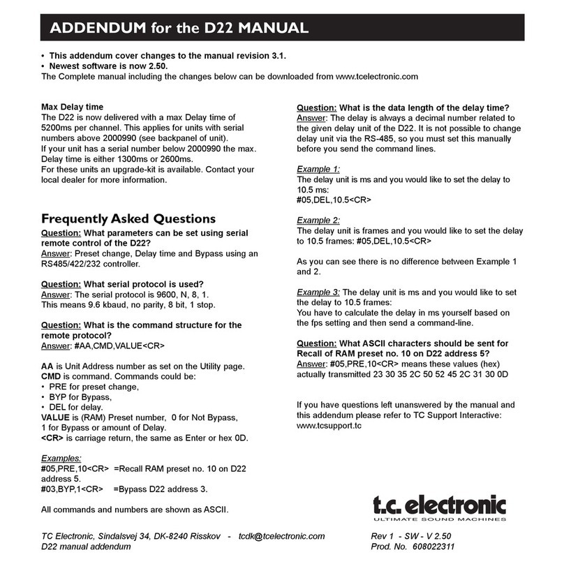 TC Electronic D22 Installation and operating instructions