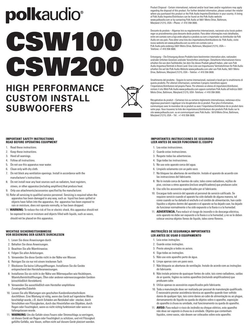 Polk Audio CSW200 instructions