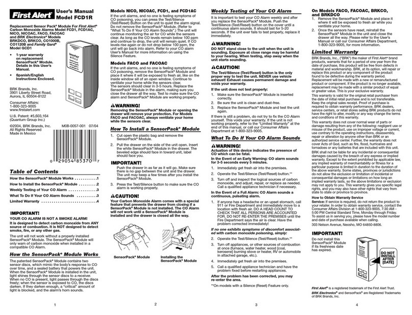 First Alert FCD1R User manual