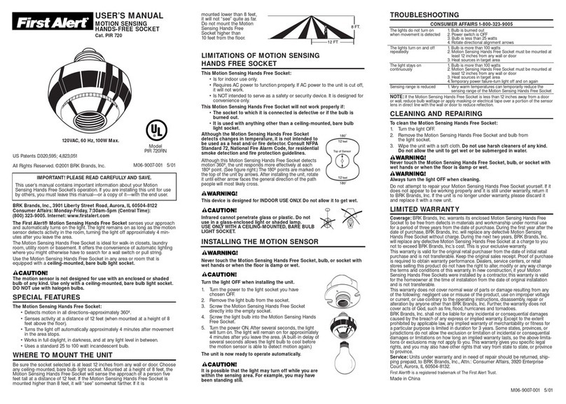 First Alert PIR 720 user manual