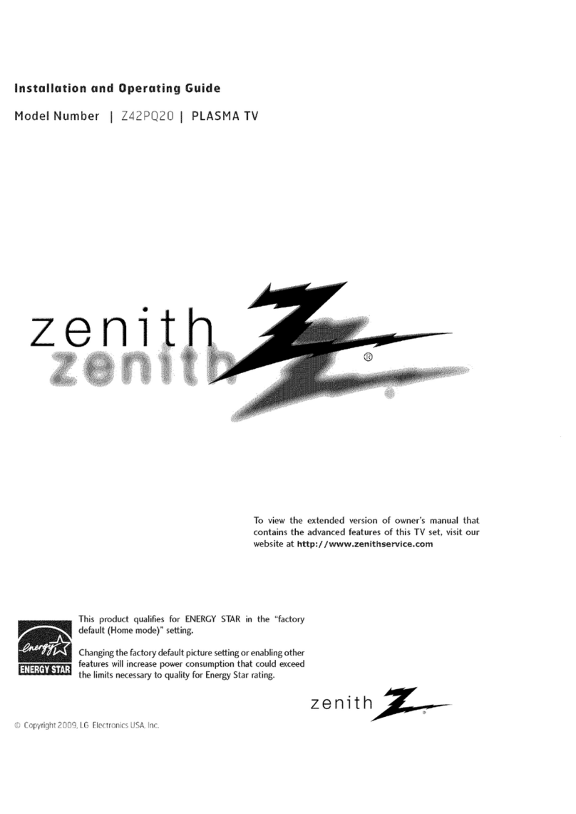 Zenith Z42PQ20 Installation guide
