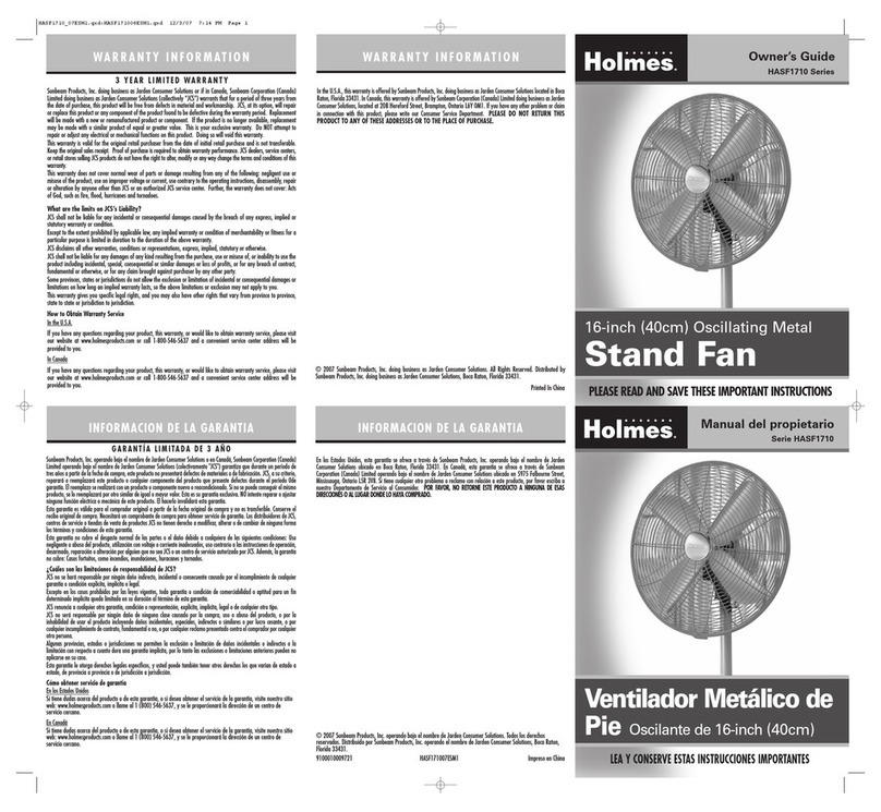 Holmes HASF1710 Series owner's guide