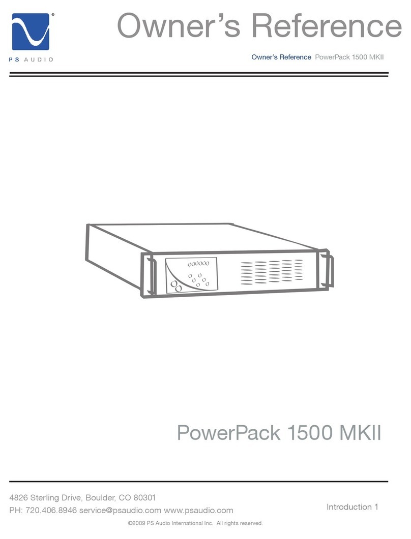 PS Audio POWERPACK 1500 MKII Owner reference guide