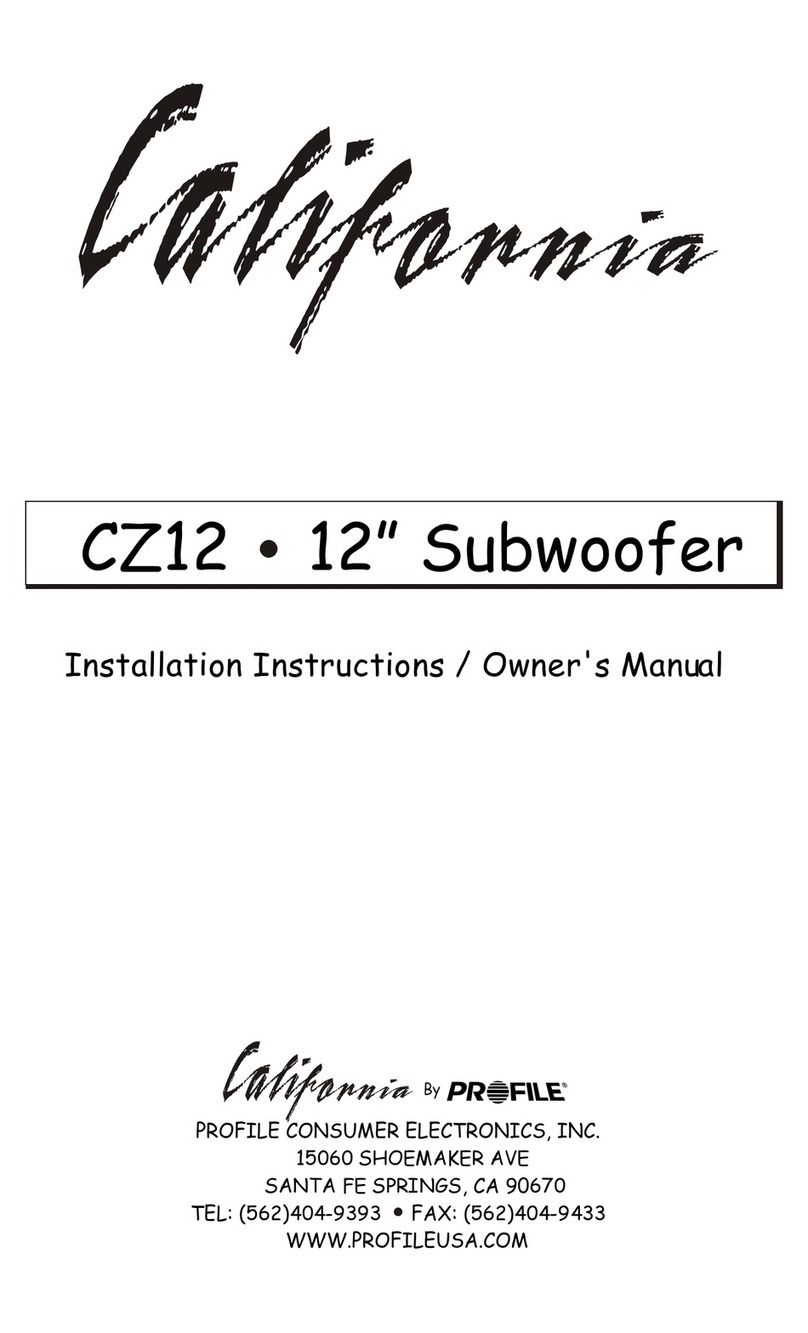 Profile California CZ12 Installation instructions and owner's manual Profile California CZ12 Installation instructions and owner's manual