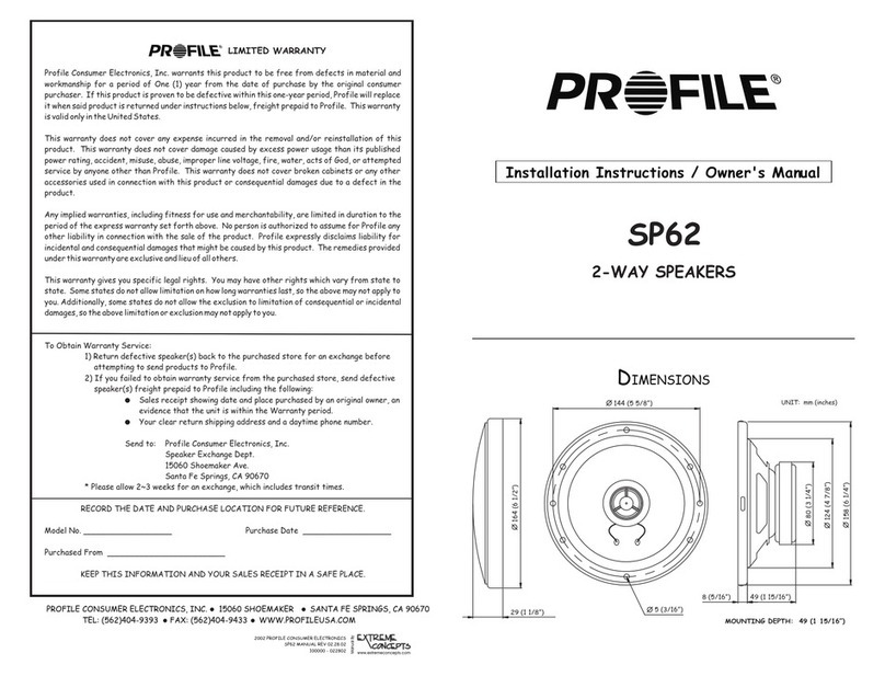 Profile SP62 Installation instructions and owner's manual